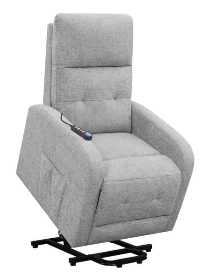 Howie Tufted Upholstered Power Lift Recliner Grey