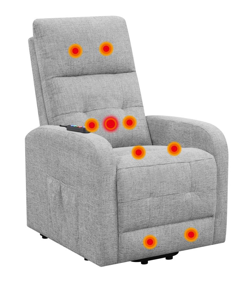 Howie Tufted Upholstered Power Lift Recliner Grey