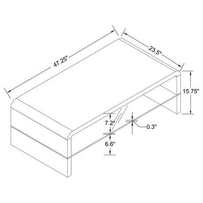 Airell Rectangular Coffee Table With Glass Shelf White High Gloss