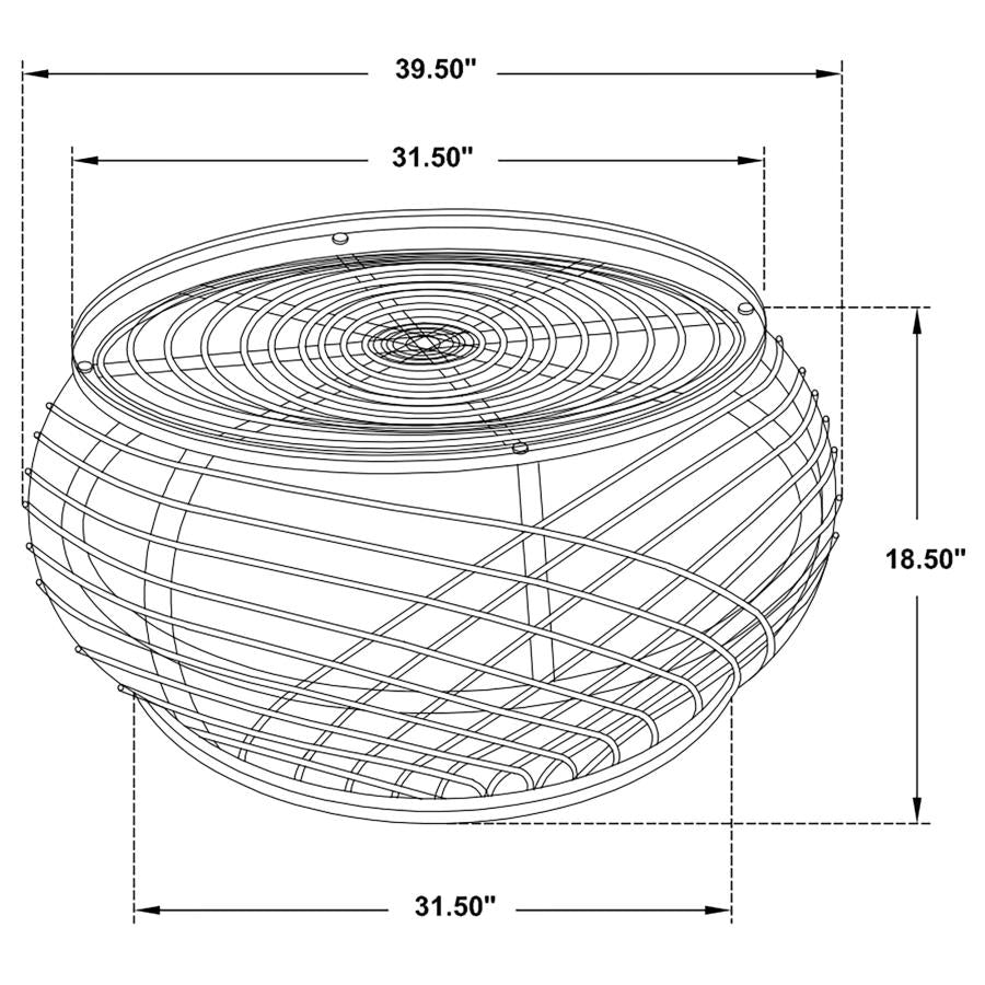 Dahlia Round Glass Top Woven Rattan Coffee Table Natural Brown