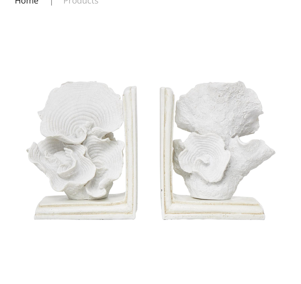 CREAM POLYSTONE CORAL TEXTURED BOOKENDS