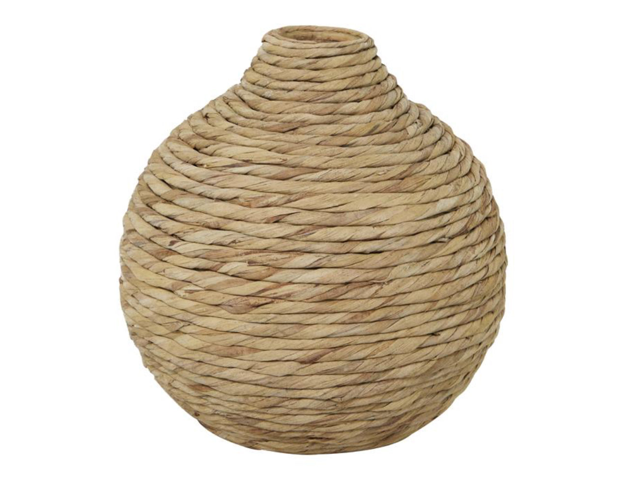 BROWN SEAGRASS HANDMADE WOVEN VASE, 14" X 14" X 14"