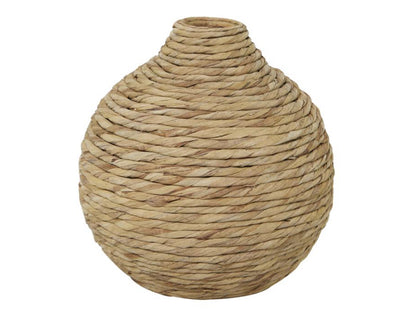 BROWN SEAGRASS HANDMADE WOVEN VASE, 14" X 14" X 14"