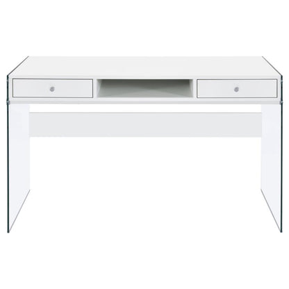 Dobrev 48-inch 2-drawer Writing Desk White High Gloss
