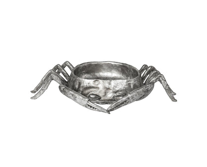 SILVER POLYSTONE CRAB WEATHERED DECORATIVE BOWL, 30" X 17" X 6"