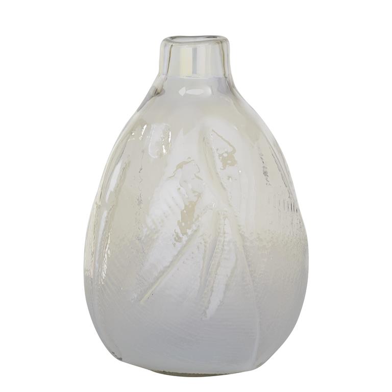 COSMOLIVING BY COSMOPOLITAN GOLD GLASS HANDMADE BLOWN VASE, 11" X 11" X 16"