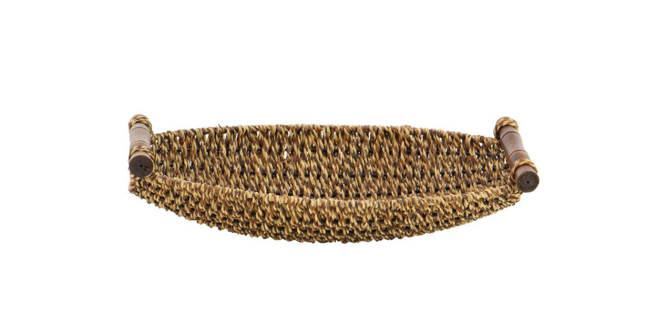 BROWN METAL HANDMADE STORAGE BASKET WITH HANDLES