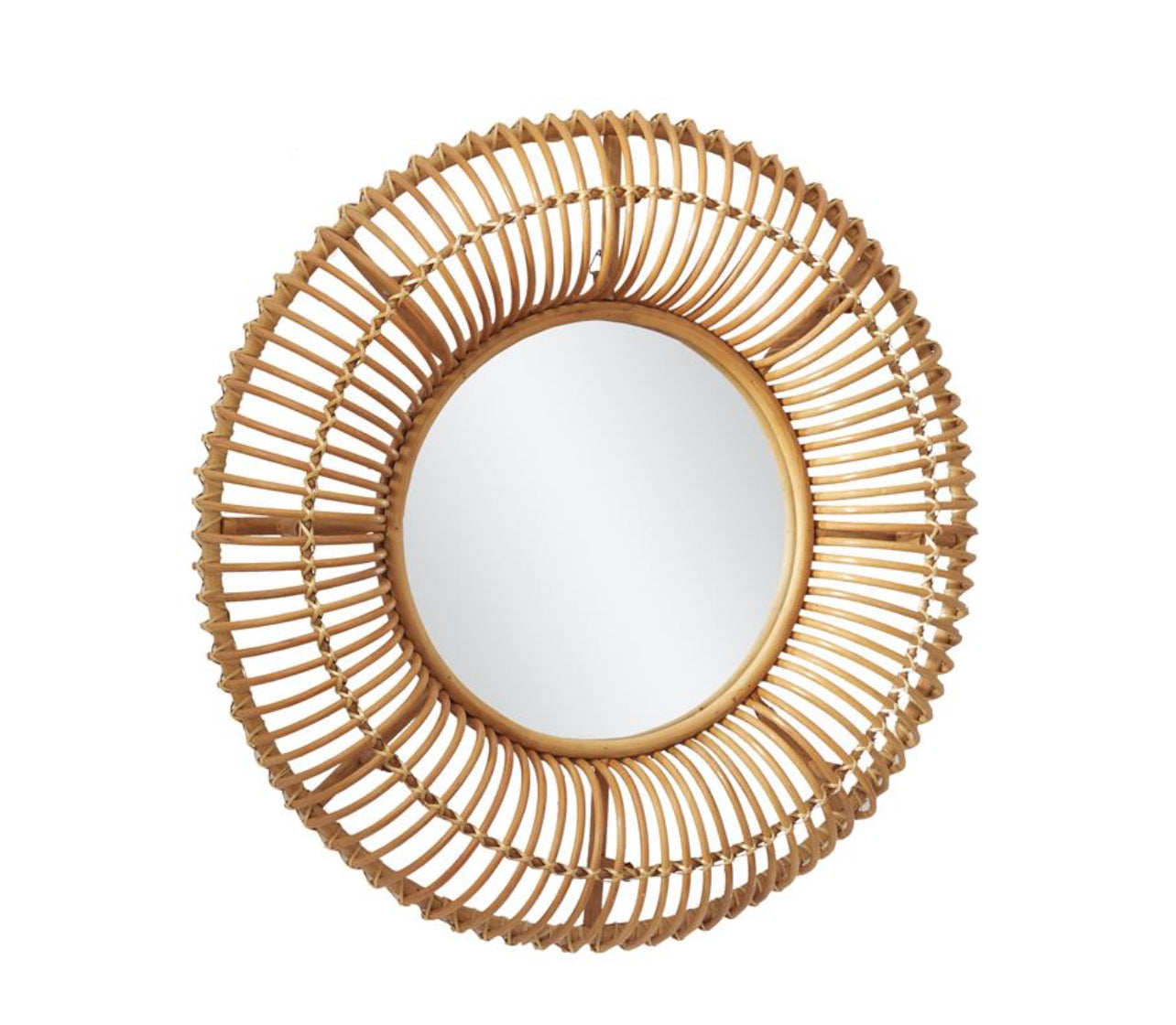 BROWN RATTAN HANDMADE WOVEN WALL MIRROR, 31" X 4" X 31"