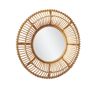 BROWN RATTAN HANDMADE WOVEN WALL MIRROR, 31" X 4" X 31"