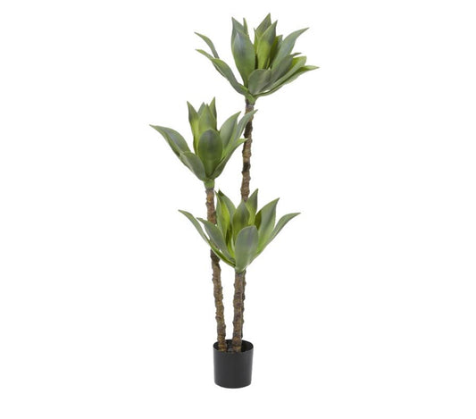 GREEN FAUX FOLIAGE DRACAENA ARTIFICIAL TREE WITH BLACK PLASTIC POT, 19" X 23" X 60"
