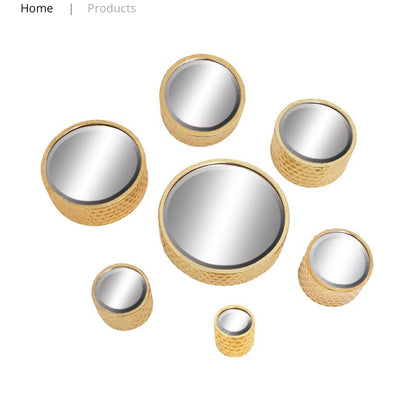 COSMOLIVING BY COSMOPOLITAN GOLD METAL WALL MIRROR, SET OF 7 12", 10", 8", 7", 6"D