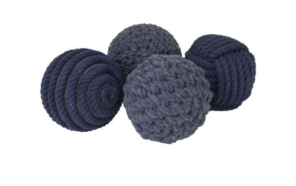 BLUE COTTON HANDMADE DECORATIVE BALL ORBS & VASE FILLER WITH VARYING DESIGNS