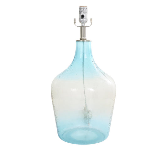 BLUE GLASS OMBRE ACCENT LAMP WITH GOLD ACCENT, 15" X 15" X 28"