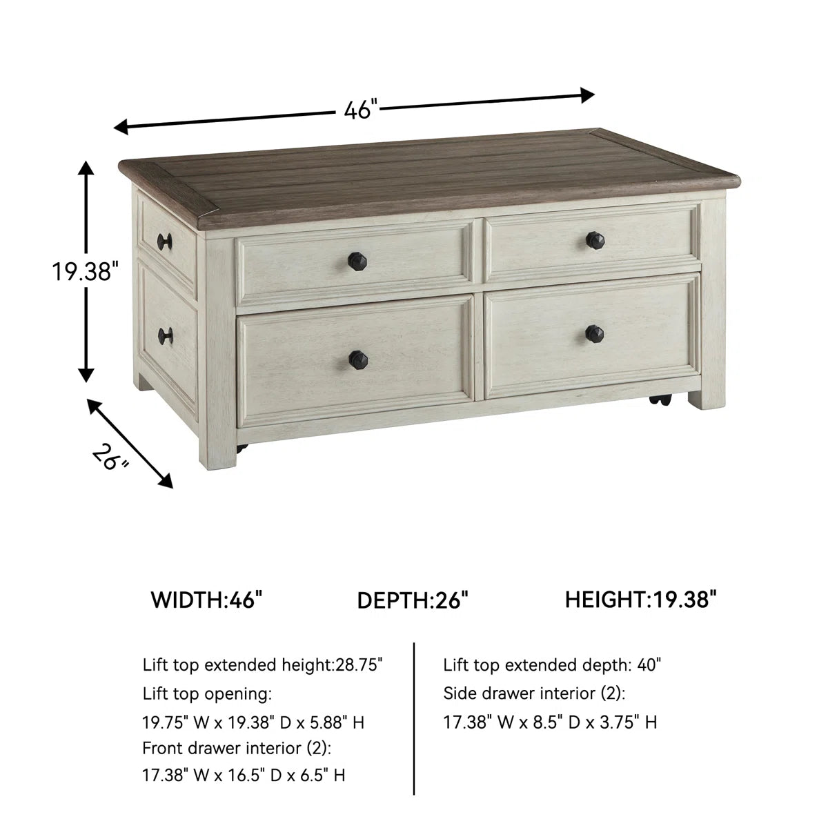 Chailey Lift Top Extendable Coffee Table and end table