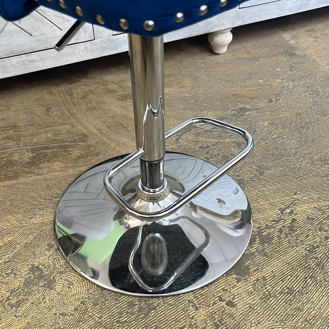 Velvet adjustable barstool with chrome base
