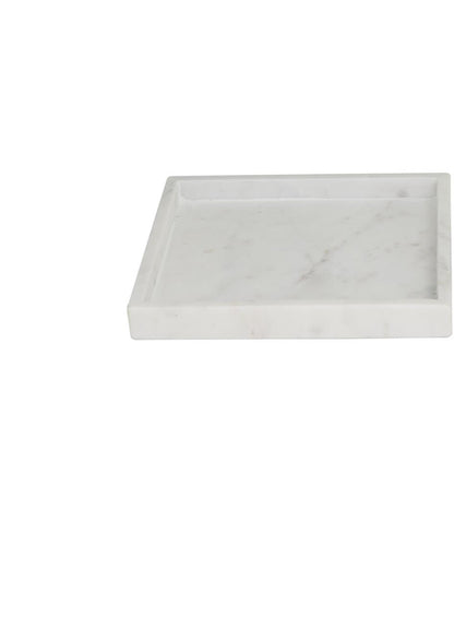 WHITE MARBLE TRAY WITH RAISED BORDER