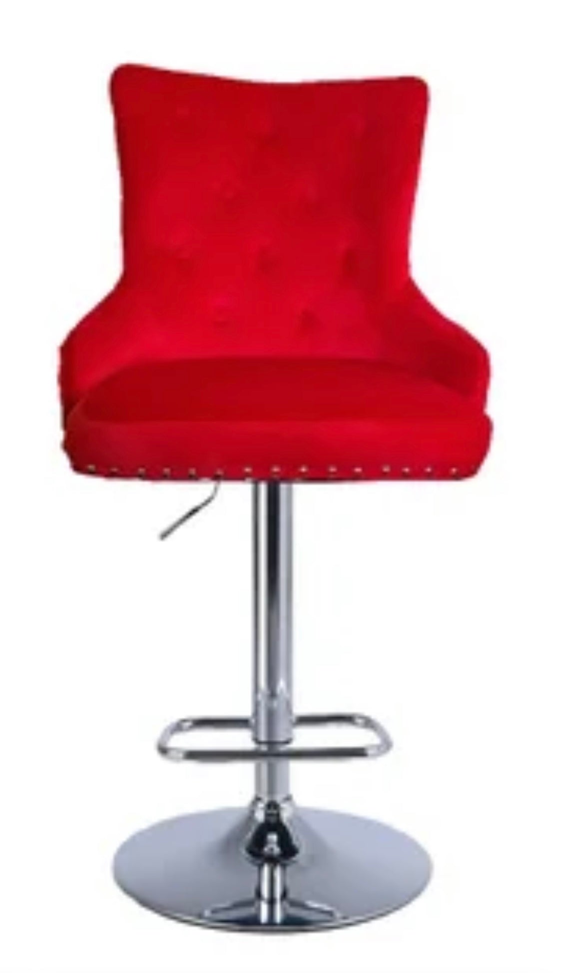 Velvet adjustable barstool with chrome base