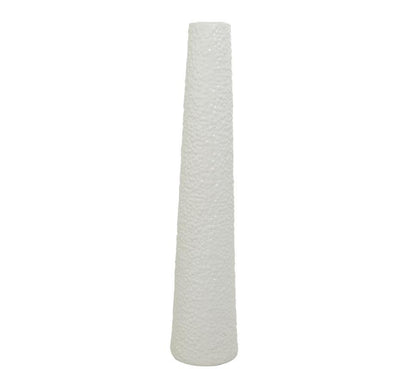WHITE CERAMIC TALL VASE WITH BUBBLE TEXTURE, 8" X 8" X 39"