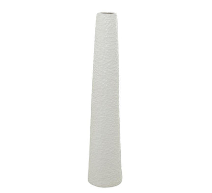WHITE CERAMIC TALL VASE WITH BUBBLE TEXTURE, 8" X 8" X 39"