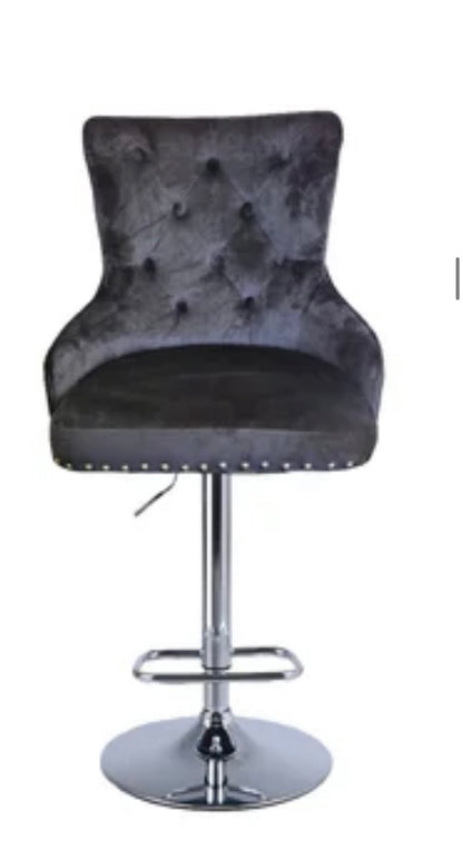 Velvet adjustable barstool with chrome base