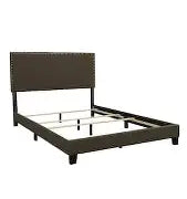 Boyd Gray Wood Frame Full Panel Bed with Nail head Trim