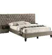 Monroe Upholstered Eastern King Canopy Bed Vanilla