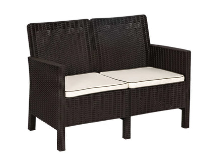 Nova 4-Piece Settee Set with Loveseat and Cushions-Brown