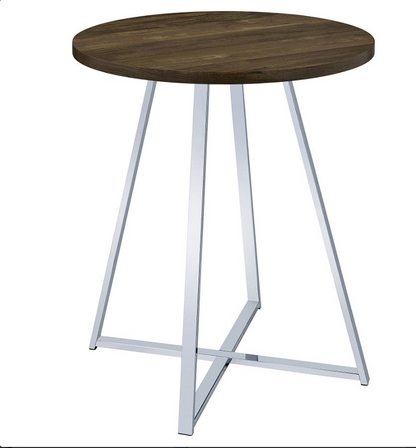 Burkhart Sled Base Round Bar Table Brown Oak and Chrom