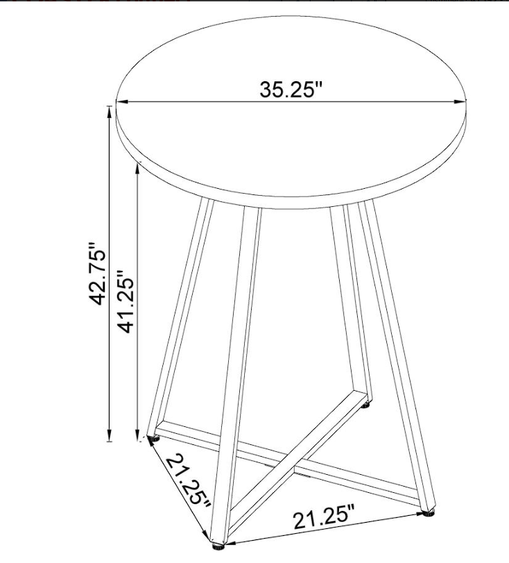 Burkhart Sled Base Round Bar Table Brown Oak and Chrom