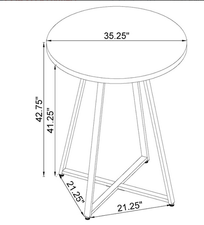 Burkhart Sled Base Round Bar Table Brown Oak and Chrom