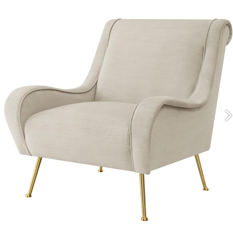 Ricci Upholstered Saddle Arms Accent Chair Stone And Gold
