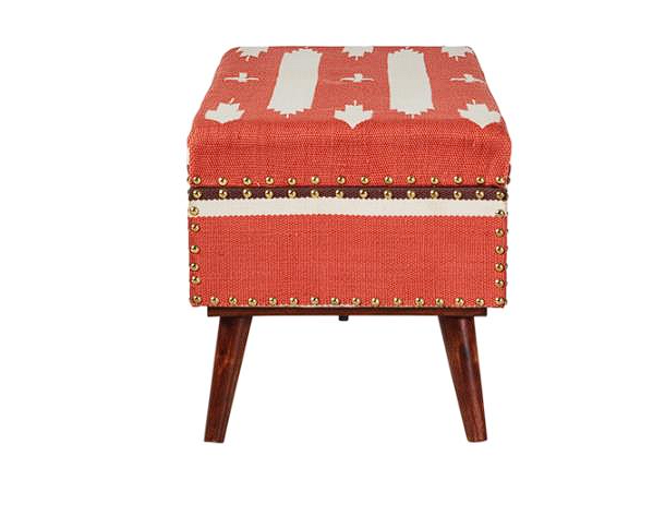 Noah Upholstered Storage Bench Orange and Beige