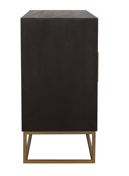 Zara 2-drawer Accent Cabinet Black Walnut and Gold