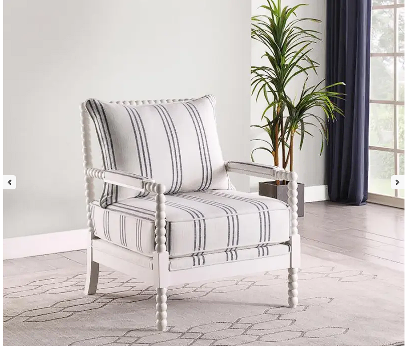 Blanchett Upholstered Accent Chair With Spindle Accent White And Navy