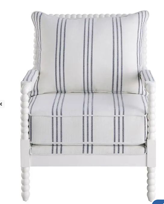 Blanchett Upholstered Accent Chair With Spindle Accent White And Navy