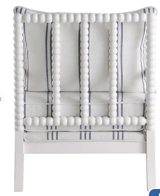 Blanchett Upholstered Accent Chair With Spindle Accent White And Navy