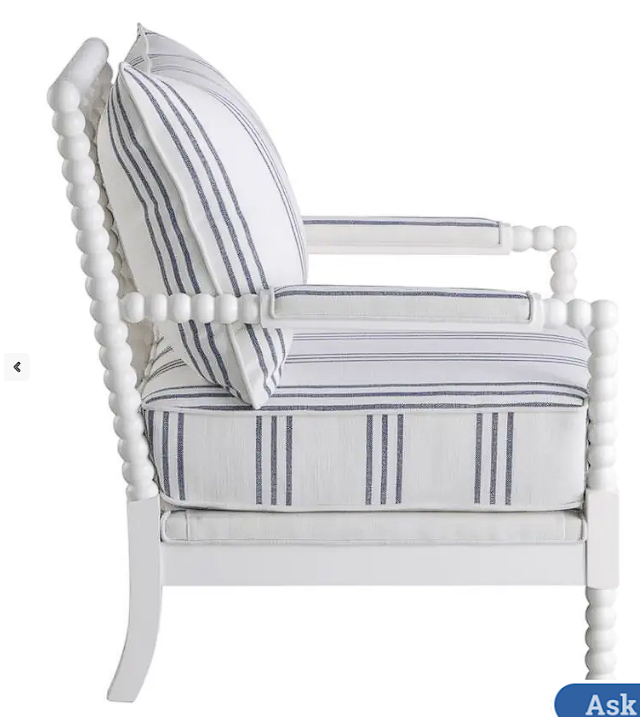 Blanchett Upholstered Accent Chair With Spindle Accent White And Navy