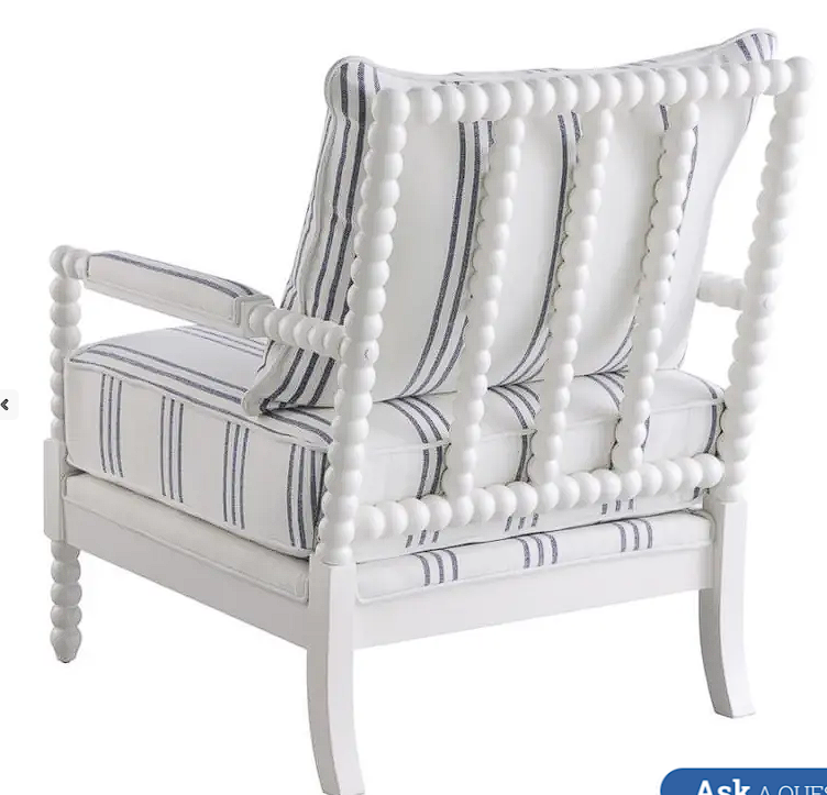 Blanchett Upholstered Accent Chair With Spindle Accent White And Navy