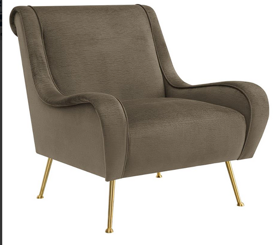 Ricci Upholstered Saddle Arms Accent Chair Truffle and Gold