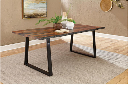 Ditman Live Edge Dining Table Grey Sheesham and Black