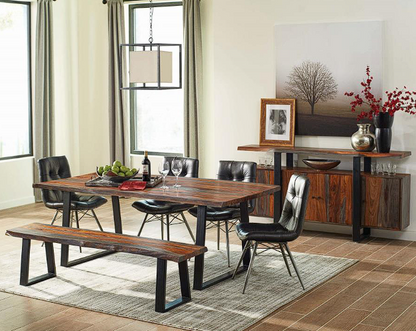 Ditman Live Edge Dining Table Grey Sheesham and Black