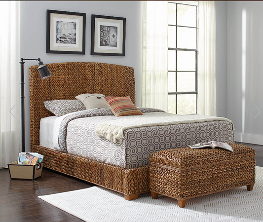 Laughton Hand-Woven Banana Leaf Bed Amber