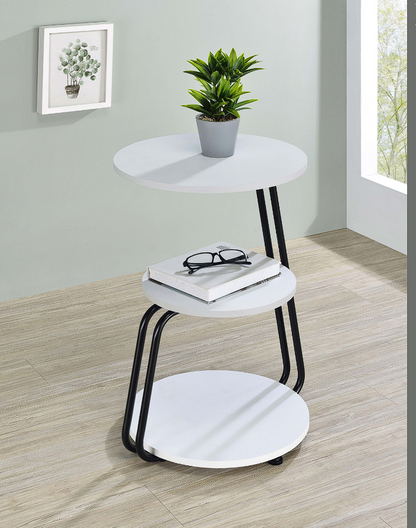 Hilly 3-Tier Round Side Table White And Black