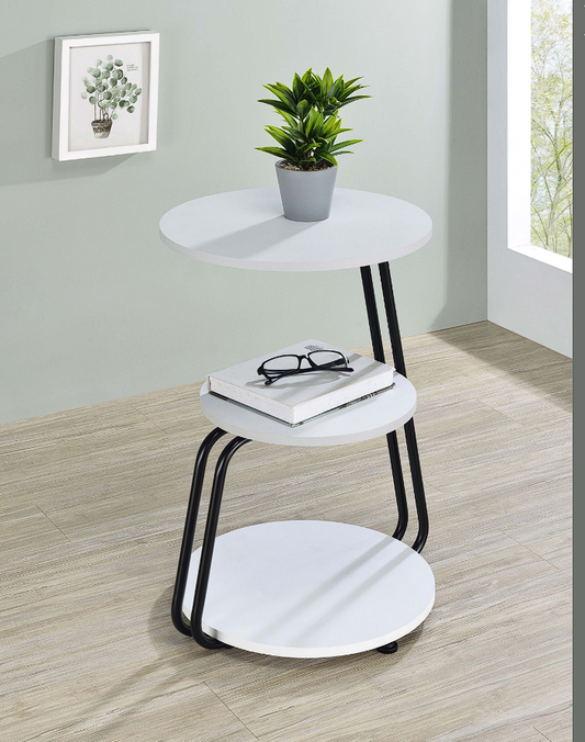 Hilly 3-Tier Round Side Table White And Black