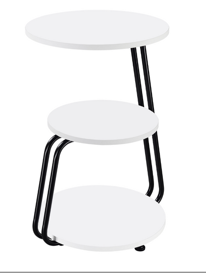 Hilly 3-Tier Round Side Table White And Black