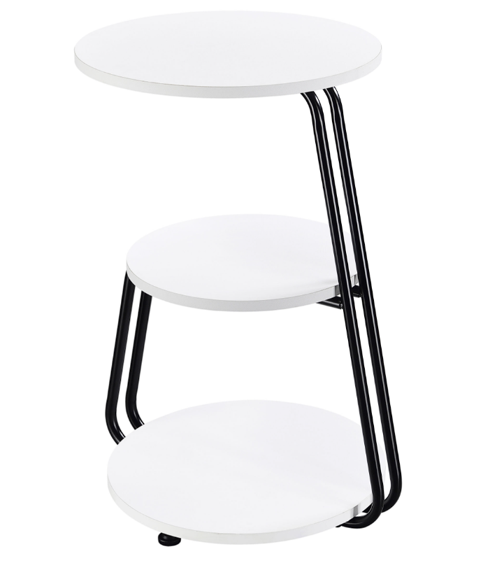 Hilly 3-Tier Round Side Table White And Black