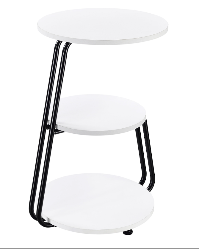 Hilly 3-Tier Round Side Table White And Black