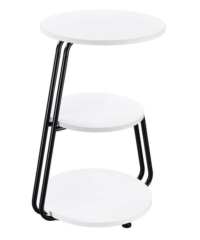 Hilly 3-Tier Round Side Table White And Black