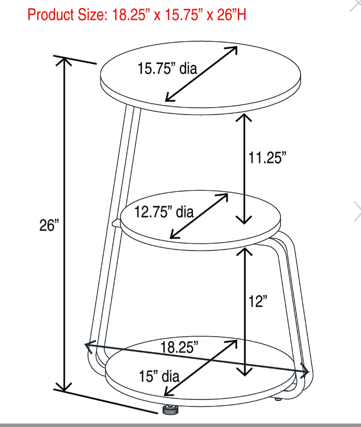 Hilly 3-Tier Round Side Table White And Black