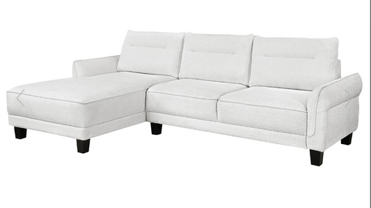 Caspian Upholstered Curved Arms Sectional Sofa White and Black